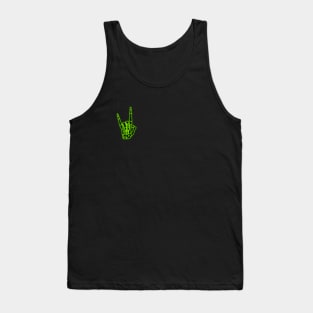 Green Neon Rock n' Roll Skeleton Hand Tank Top